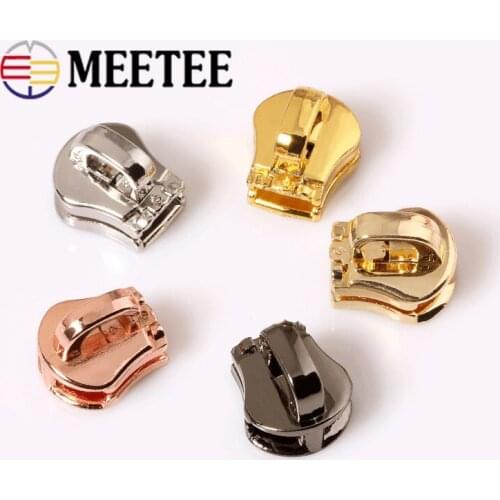 20Pcs Meetee 3# 5# Zipper Sliders for Metal Zippers Head DIY Bag Down Jacket Zip Puller Clothing Repair Kit Sewing Accessories