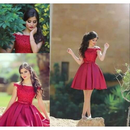 2019 Cheap Little Red Short Bridesmaid Dress Off the Shoulder Knee Length Semi Club Wear Homecoming Party Gown Plus Size