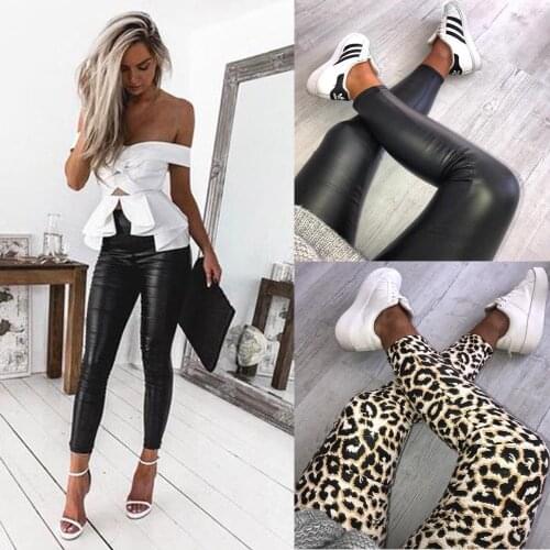 2019 Fashion Womens Ladies Leopard Print High Waist Stretchy Pants Leggings Skinny Long Pants Femme
