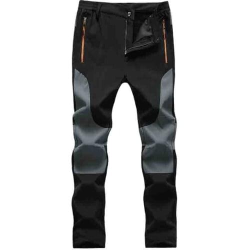 Winter Outdoor Soft shell Breathable Fleece Pants Mens Waterproof Windproof Warm Skiing Large Size Mountaineering Fishing Pants