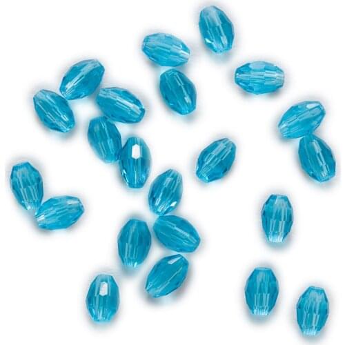 50 Piece Lake Blue Crystal Quartz Faceted Olive Glass Spacer Beads Jewelry Making 6-11mm