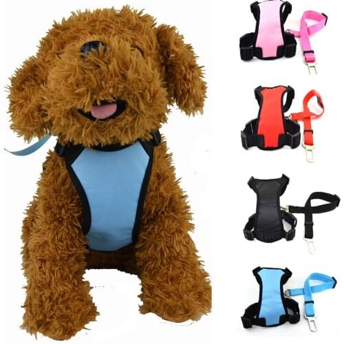 S/M/L Soft Nylon Dog Harness Puppy Dog Pet Vehicle Harness with Car Safety Seat Belt Set