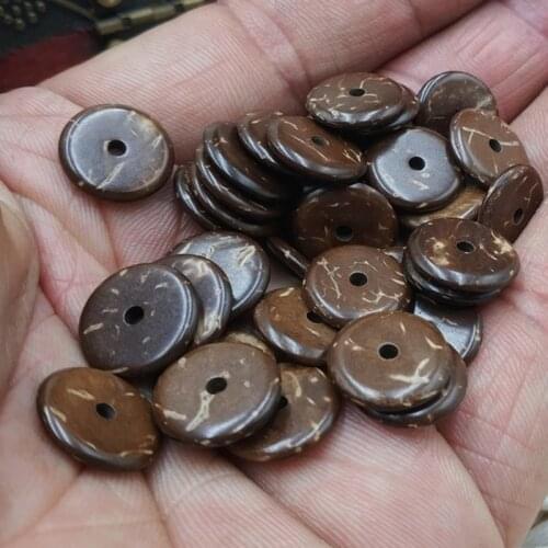 110PCS Natural Brown Coconut Shell Wood Buddhism Spacer Bead For Jewelry Making
