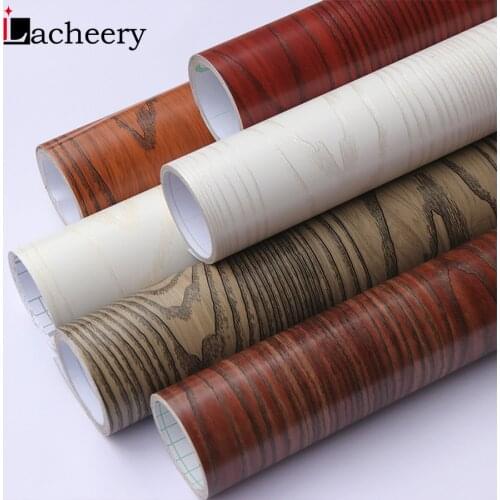 Hot Sale Wood Grain Living Room Floor Wall Background Decor Vinyl Wallpaper Self Adhesive Furniture Wardrobe Table Door Stickers