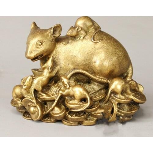 Chinese Pure Copper Money Rat Ornaments 12 Zodiac Copper Mouse Nine Mouse Transport Wealth Transfer Home Feng Shui Ornaments