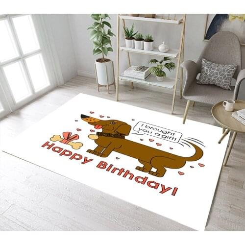 Dachshund Wishes You A Happy Birthday Area Rug Bedroom Floor Mat Indoor Carpet for Home Childrens Living Room Bathroom Doormat