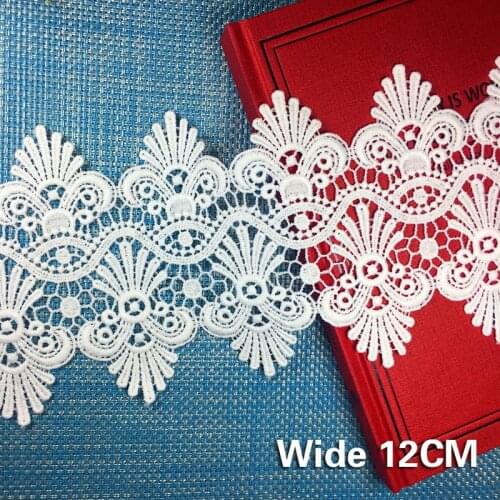 12CM Wide Retro French Lace Fabric Water-Soluble Embroidery Lace Satin Neckline Collar Stitch Applique DIY Craft Decoration
