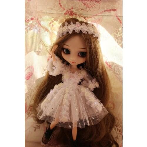2PCS/Set Lace Star Shinning Dress Princess Skirt Gauzy Dress + Hair band for Kurhn Momoko 1/6 Dolls Accessories no doll