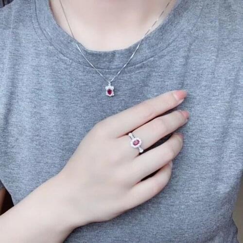 Best Gift Natural and Real Natural Ruby jewelry set Natural Real Ruby 925 sterling silver 1pc Ruby pendant,1pc Ruby ring