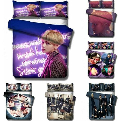 Korean Mens Singing Group Home Textile Pillow Case 3D Bed Linen Duvet Covers Comforter Bedding Sets Bed Set Home Decor Bedding