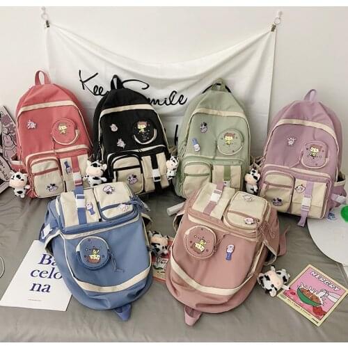 Kawaii School Bag For Girls New Nylon Waterproof Womens Backpack Fashion Large-capacity Travel School Backpack
