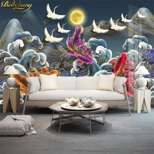 Beibehang custom papel de parede 3d Photo Mural Wallpaper Crane Pine Wall Paper Living Room Sofa TV Background home decoration