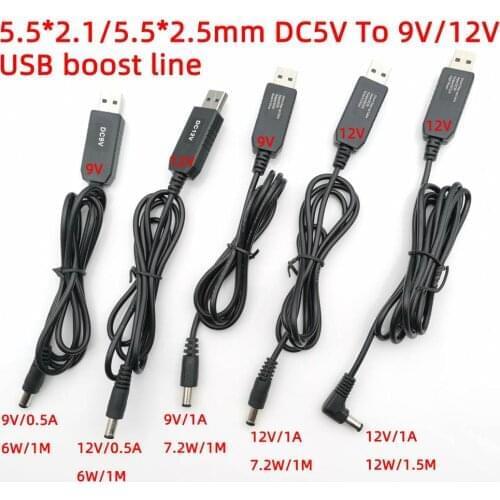 2pc USB Step Up Cable Module USB DC 5V to DC 9V DC 12V Step Up Boost Module Converter Adapter Cable 5W 8W 3.5*1.35 2.1*5.5mmPlug