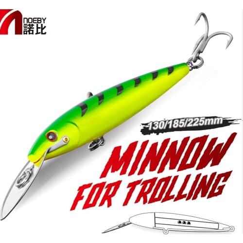 NOEBY Trolling Fishing Lure 225mm 76g Floating Super Minnow Lures Fishing Bait Colorful 3D Eyes NBL9904