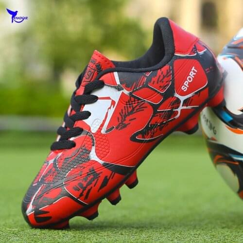 Size 31-36 Long Spikes Kids FG Soccer Shoes 2019 Child AG Football Boots Boys Girls Outdoor Lawn Training Sneakers Futsal Cleats