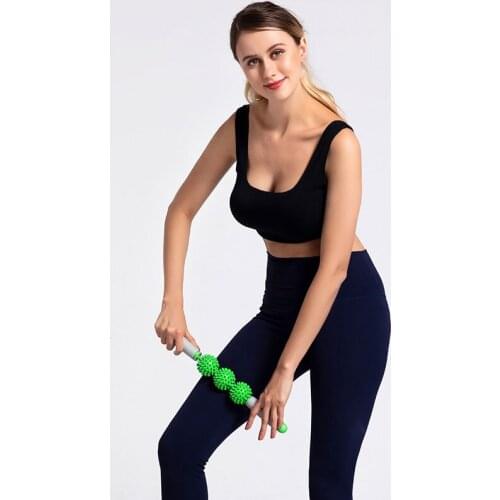 Yoga Massage Roller Stick 3 Balls Anti Cellulite Massager Stick Body Foot Face Leg Slimming Massage Muscle Relax Roller