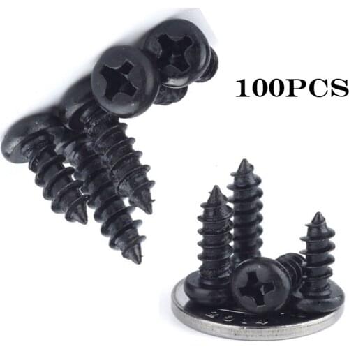 100Pcs PA M1.4 M1.7 M2 Pan Head Phillips Self Tapping Screws Black Carbon Steel