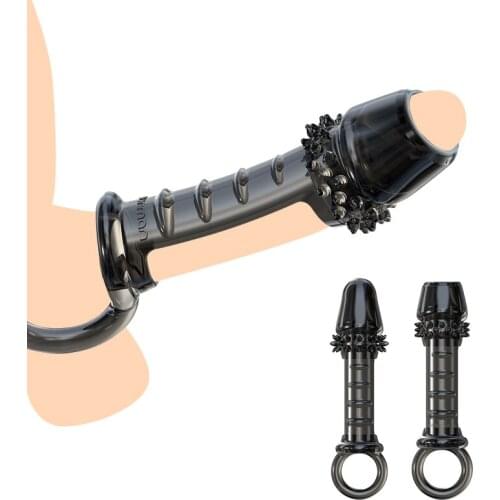 Adult Sex Toys Silicone Penis Ring Penis Enlargement For Men Vagina Condom Ribbed Functional Dildo Girth Enhancer Anal Butt Plug