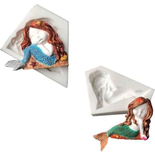 Silica gel silicone mold Mermaid wedding birthday fondant cake decoration cute dream sea mermaids mould for cake decorations