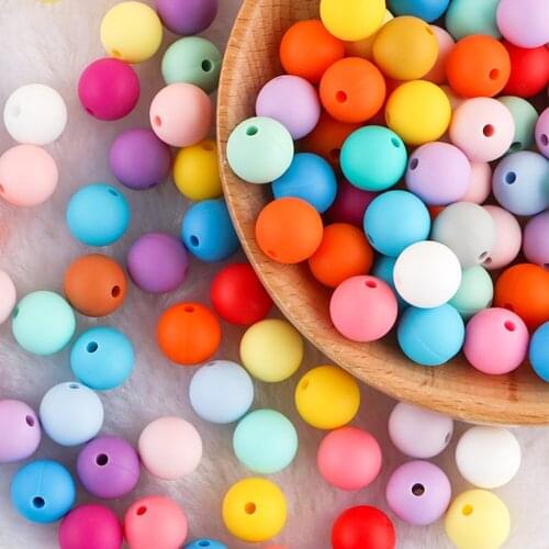 Sunrony 15mm 50pcs/lot Silicone Beads Baby Teething Beads Baby Teether Safe Food Grade Nursing Chewing Round Fashion Beads