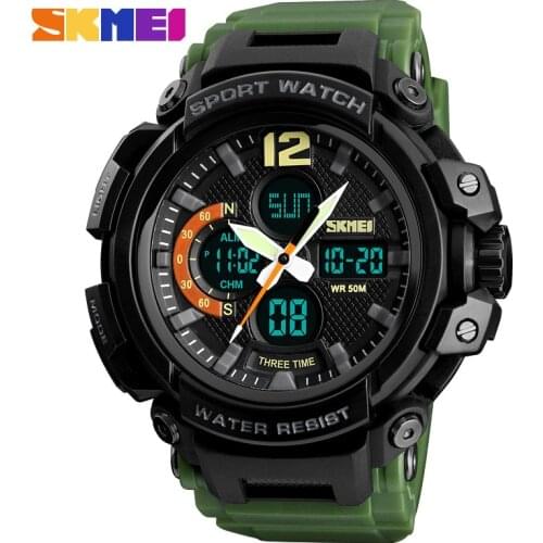 SKMEI Men Military Sport Watch 1343 New 50m Waterproof Army Watch Resistant Shock LED Quartz Digital Clock relogios masculino