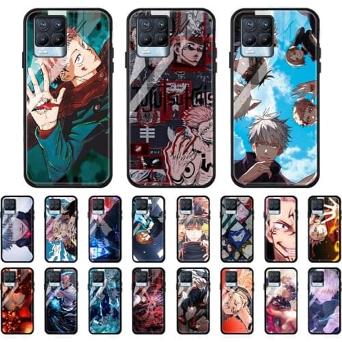 Jujutsu Kaisen Glass Case For Realme 8 Pro Case Tempered Glass Anime Cover For OPPO Realme 8 7 6 5 Pro C3 C21 V13 7i Phone Cases
