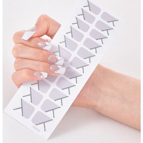 22 Tips/Sheet Solid Color And Striped Manicure Designer Nail Decals Nailart Sticker Full Beauty Nail Tape Manicure Self Adhesive