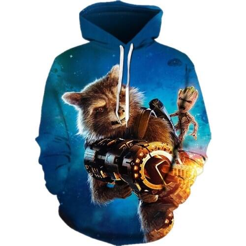 Marvel Guardians Of The Galaxy Hoodie 3D Mens Anime Hoodies Parent-child Sweatshirt Rocket Raccoon Sweatshirt Street Costume