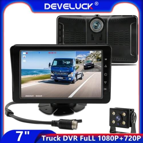 HD 7 " DVR for Truck Registrars 1080P AHD CCTV 2-Channel split screen 12-24V Driving Cameras Time-lapse video Parking camera