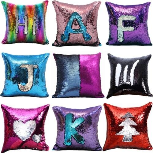 Magic Pillowcase Sequins Throw Pillow Mermaid 40*40cm Cushion Cover Decorative Reversible Sequin Pillowcover for Sofa Decorative