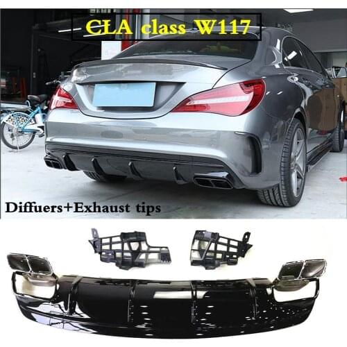 CLA45 Diffusers with 4 outlet Exhaust tips Rear tips Replacement parts for Mercedes w117 C117 X117 2013-2018