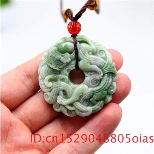 Green Jade Tiger Pendant Necklace Carved Gifts Women Jewelry Amulet Fashion Men Double-sided for Chinese Charm Natural