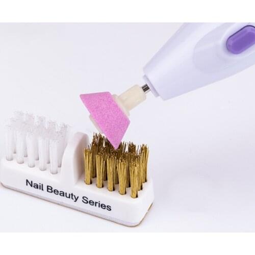 10Pcs/lot Copper Nail Art Drill Bits Cleaning Brush Plastic Portable Cleaner Brushes For Nail Drill Bits Manicure Accessories