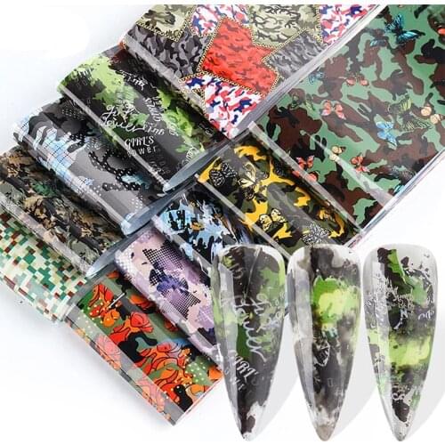 10pc Nail Art Star Transfer Paper American Camouflage Art Graffiti Fashion Glamour Sticker Decorative Nail Art Accessories