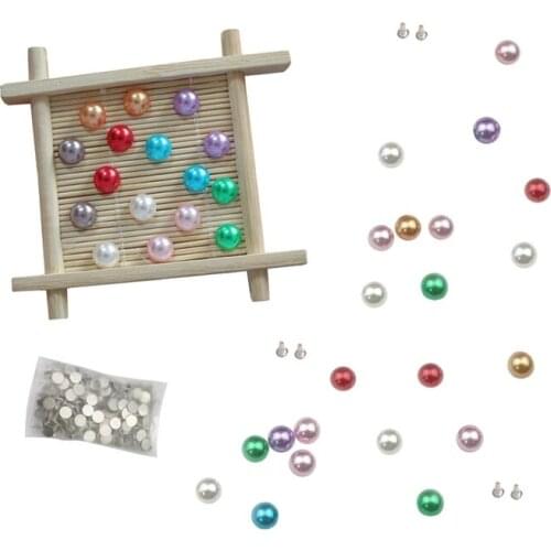 100sets 8mm Color Half Round Imitation Pearl Rivet Ornament DIY Craft Supplies Pearl Studs Jewelry Garment Bag Decor Bead Spikes