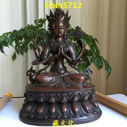 12 " tall Tibet Old Bronze sibi guanyin Avalokiteshvara Buddha 30 cm Garden Decoration 100% real Brass Bronzeroom Art