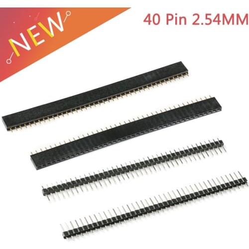 20pcs 10 pairs 40 Pin 1x40 Single Row Male and Female 2.54 Breakable Pin Header PCB JST Connector Strip for Arduino Black