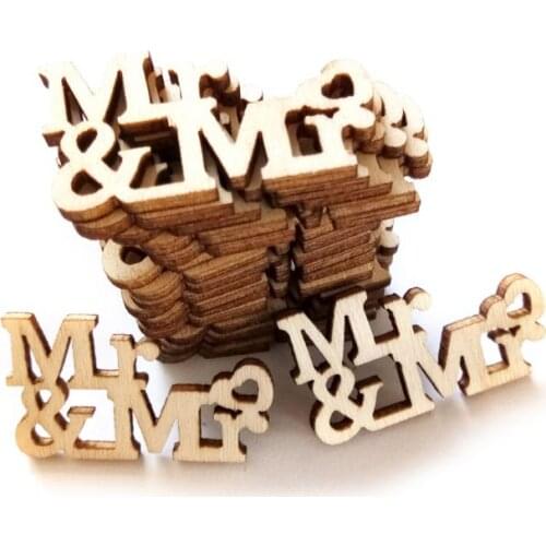 20Pcs Wooden Mr & Mrs Table Confetti Scatter Slices Vintage Rustic Wedding Party Decor Craft Scrapbook Embellishment Decor