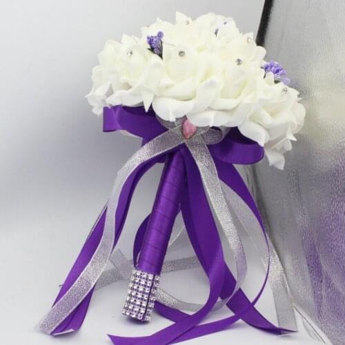 2015 HANDMADE romantic purple Flowers BRIDAL BRIDESMAID bouquet Home wedding bouquets Party Decoration luxury accessories decor