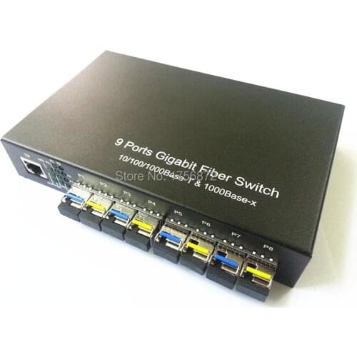 8 Giga SFP and 1 1000Mbps Tx Port Fiber switch Media Converter SFP media converter single fiber 1000M 8-Port SFP Fiber Switch