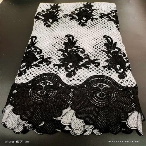 African Lace Fabric 2021 High Quality Nigerian Guipure Lace Latest Nigerian Water Soluble Swiss Cord Lace 5yards JYS34 (1)