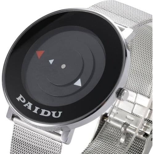 PAIDU Clock Casual Unique Fashion Watch Men Women Simple Turnable Quartz Wrist Watch Classical Stainless Steel Band Watches