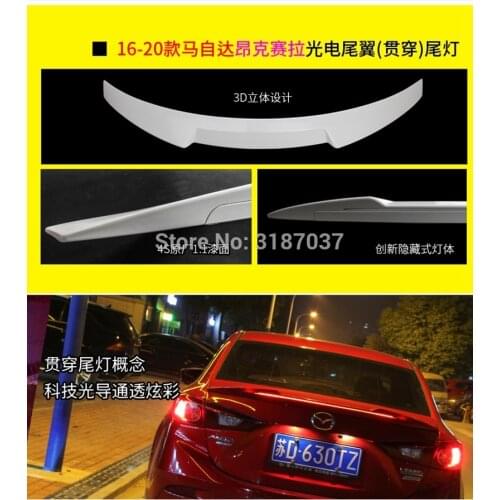 For Mazda 3 Axela spoiler with LED light Flow light source ABS Plastic Rear Roof Spoiler Wing Trunk Lip Boot Cover Car Styling