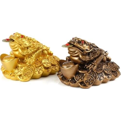 Feng Shui Toad Money LUCKY Fortune Wealth Chinese Golden Frog Toad Coin Home Office Decoration Tabletop Ornaments Lucky Gifts