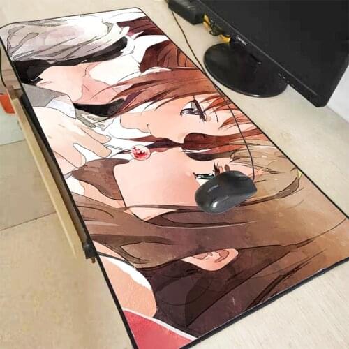 Natsuki and Yuuko Anime Gaming MousePad Locking Edge Anti-slip Natural Rubber Mouse Pad LED Light Mousepad RGB Desk Mat for CSGO