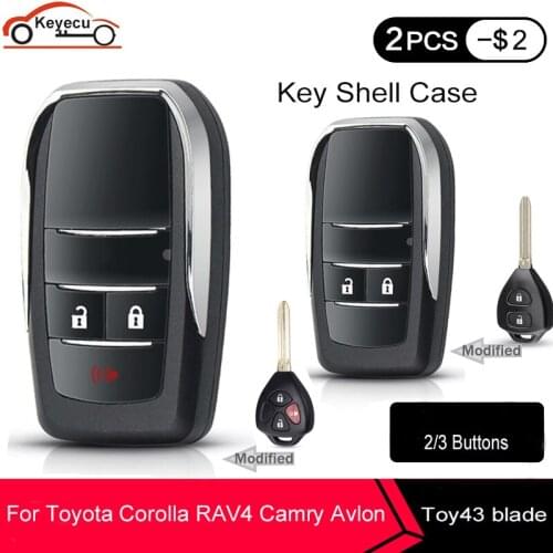 KEYECU For Toyota Camry Corolla RAV4 Modified Flip Folding Remote Key Shell Case 2/3 Buttons TOY43 Blade Car Fob Key Cover