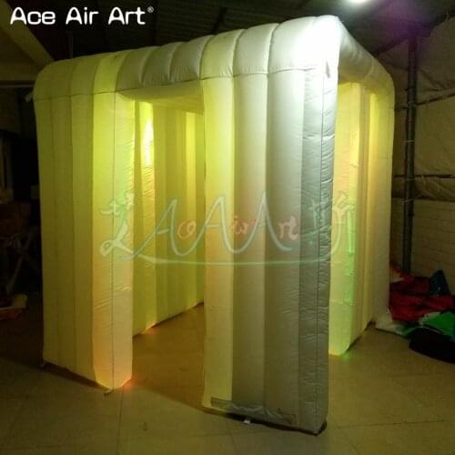 Nice and new durable led spotlight photo booth inflatable photo canopy,wedding party booth props with 1 door for Chile