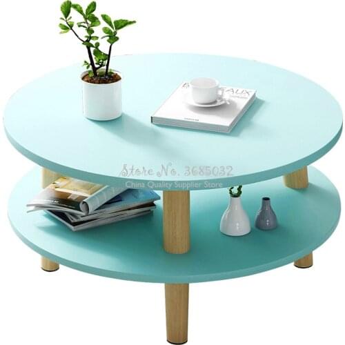 Round Coffee Table Wooden Desktop Simple Modern Mini Round Table Side Sofa Side Cabinet Corner Bedside Table Dia 40/60cm