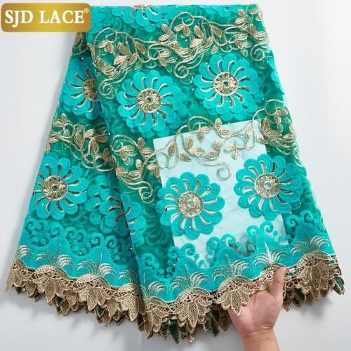 SJD LACE 2021African Lace Fabric High Quality French Milk Silk Lace Fabric With Stones Tulle Embroidery Cord Laces Sewing A2310