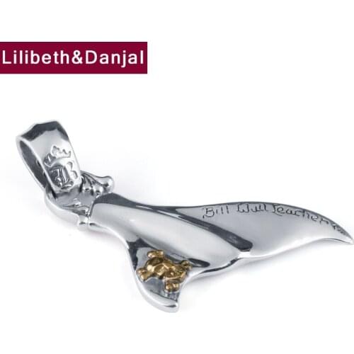 Whale tail Skull Pendant Pure 925 Sterling silver Free black leather Rope Men Women Necklace Pendant Jewelry bijoux femme P029